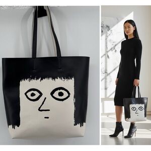 NOUNOU Designer Jean Jullien Stereo Vinyls Black and White Tote Bag Shopping Etc